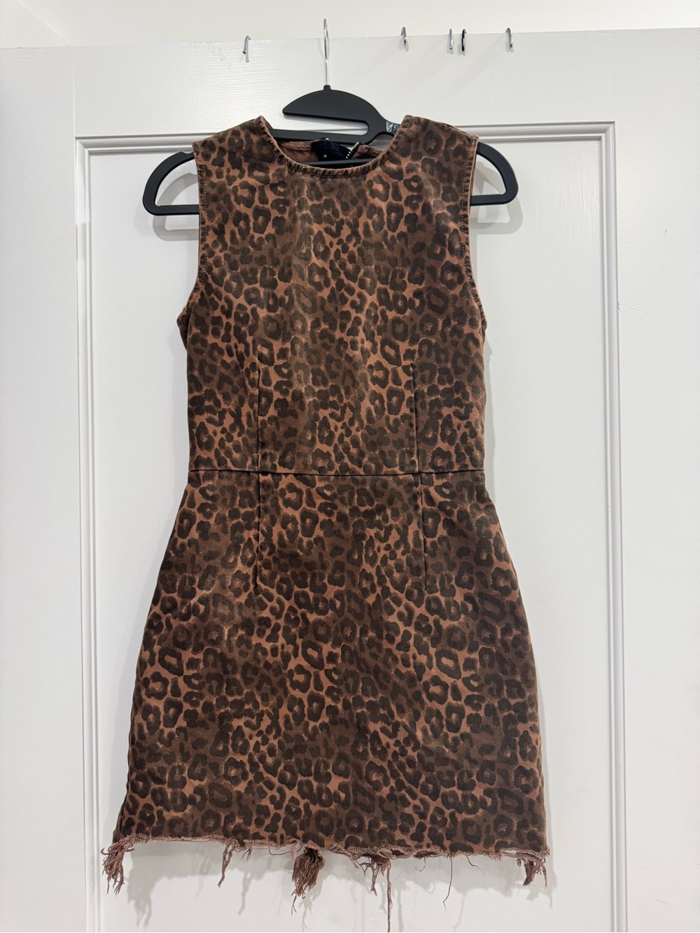 Alexander Wang denim Brown Leopard Print Sleeveless mini Dress